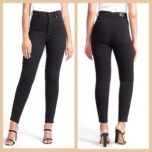 Express Super High Waisted Black Skinny Ankle Jeans